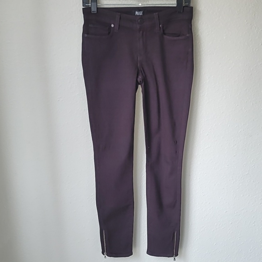 Paige Vertugo Ankle Skinny Jeans, Size 27, Color Deep Burgundy
